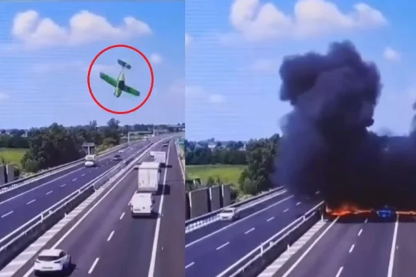Italy Plane Crash : హైవేపై కూలిన విమానం..ఇద్ద‌రు మృతి